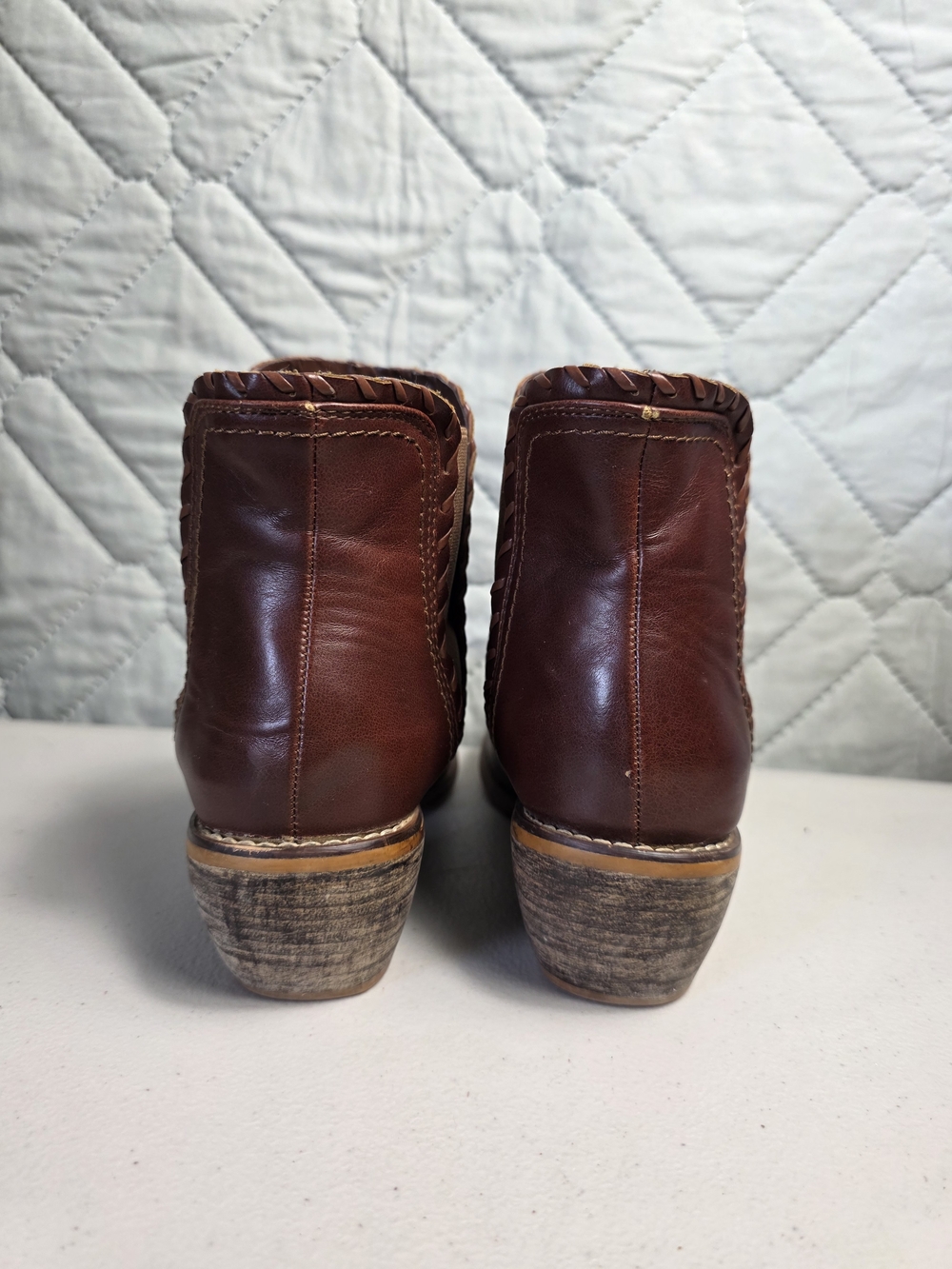 Women's Brown Leather Ankle Booties Sz 9 - Picture 5 of 11